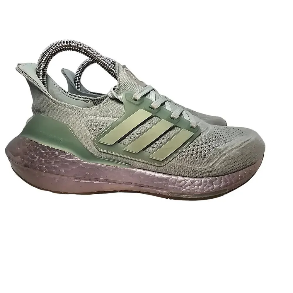 Adidas UltraBoost 21 Womens Size 7 Hazy Green Running Sneakers Shoes FY0408